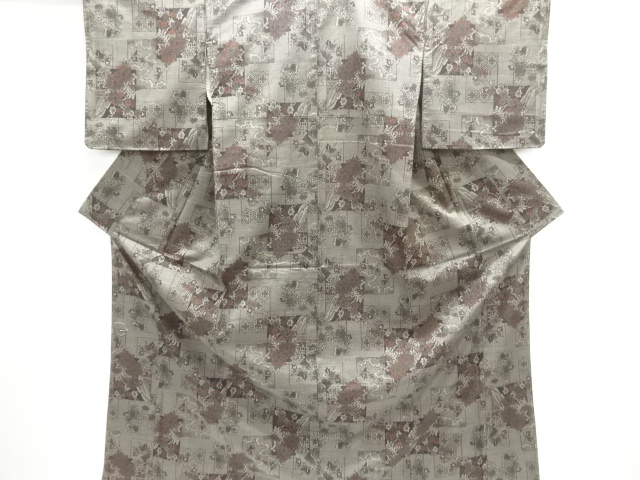 未使用品　重ね色紙に草花模様織り出し西陣伝承紬着物